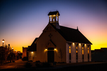 church at sunset