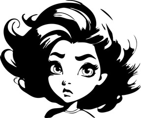 Vector illustration A joyful brave young woman radiating happiness and vibrant energy.