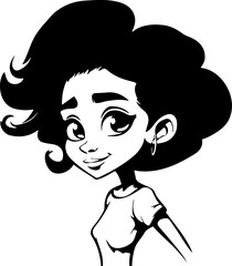 Vector illustration A joyful brave young woman radiating happiness and vibrant energy.