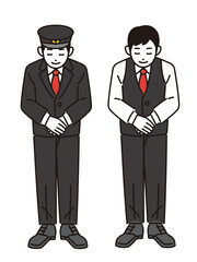 お辞儀をするタクシー運転手のベクターイラスト素材／観光／求人