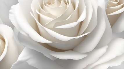 A beautiful abstract white rose backdrop for a product presentation, detailed and crisp image. wallpaper background. Generative AI
