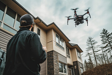a man flying a drone in front of a house with the text, how to use drones for real estate investing
