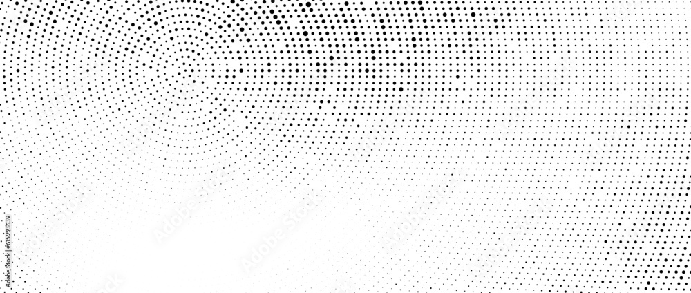 Wall mural radial halftone dots. dotted stains gradient background. concentric comic texture with fading effect - Wall murals
