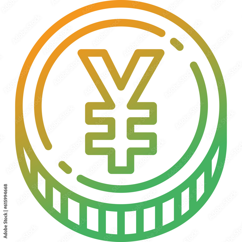 Sticker yuan coin gradient line icon