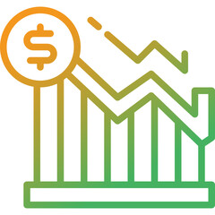 decrease graph gradient line icon