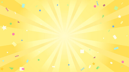 クラッカーが弾けたような紙吹雪が舞う背景 イエロー 比率16:9