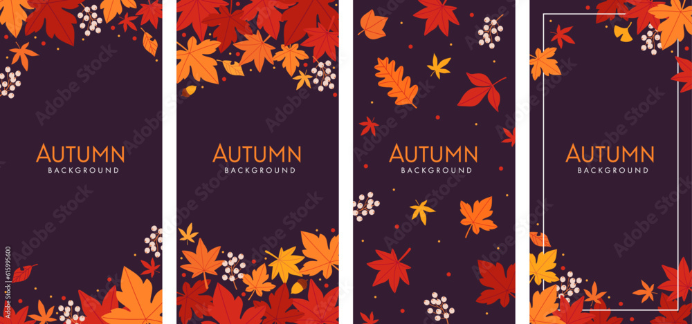 Canvas Prints autumn background banner set