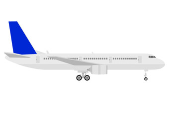 横からみた車輪を出して着陸する飛行機