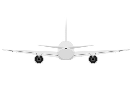 後ろから見た飛んでいる飛行機