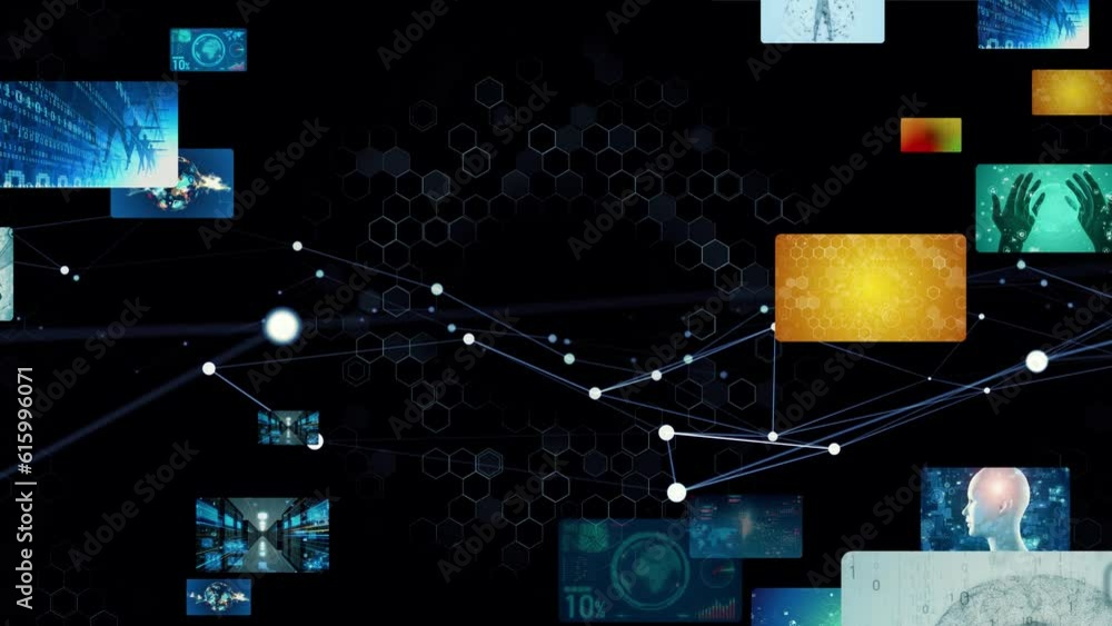 Poster visual contents concept. social networking service. streaming video. communication network.