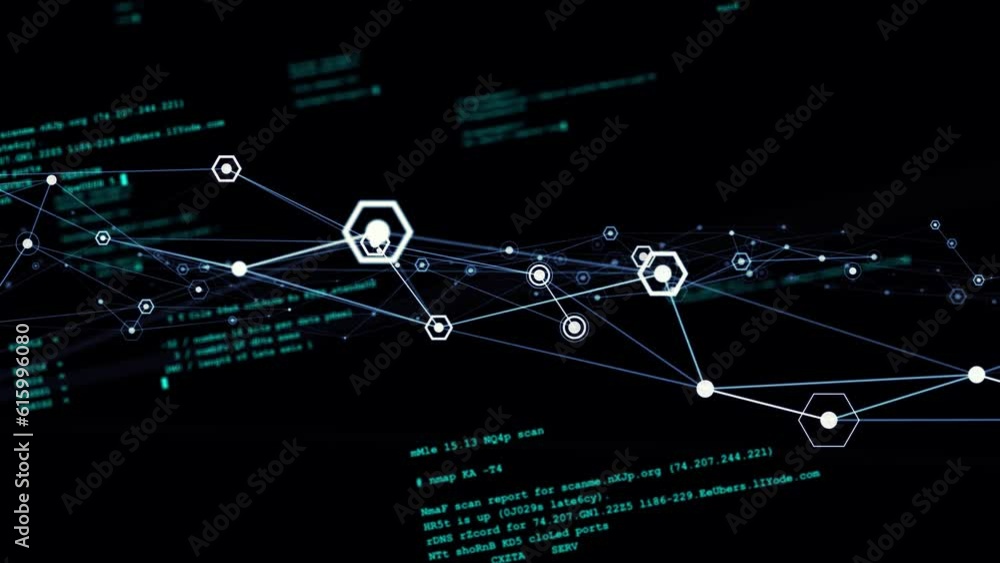 Aufkleber Digital communication network concept. Abstract animation.