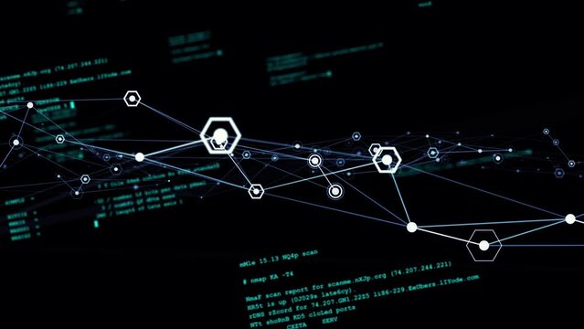 Digital communication network concept. Abstract animation.