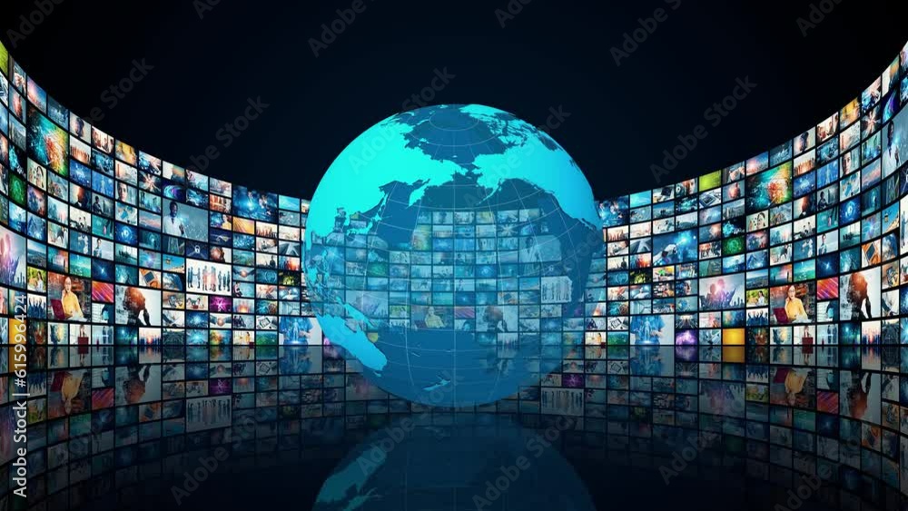 Poster Visual contents concept. Social networking service. Streaming video. communication network.
