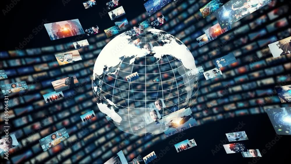 Aufkleber Visual contents concept. Social networking service. Streaming video. communication network.