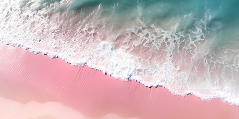 Natural scenery of white sand beaches and sea waves, AI generated
