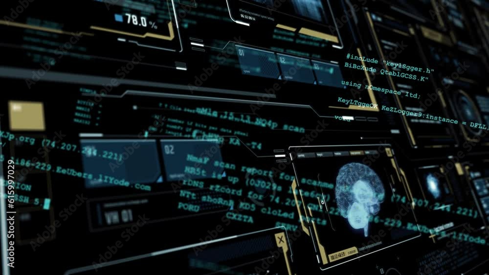 Aufkleber Digital communication network concept. GUI (Graphical User Interface). Abstract animation.