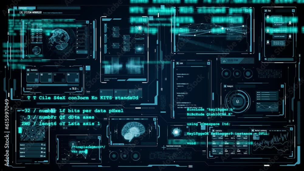 Aufkleber Digital communication network concept. GUI (Graphical User Interface). Abstract animation.
