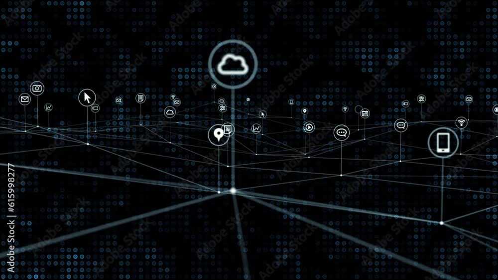 Poster Digital communication network concept. Abstract animation.