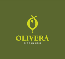 Olive letter O logo design template - vector
