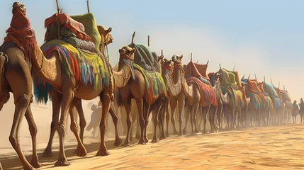 Foto op Plexiglas camels in the desert © Aqib