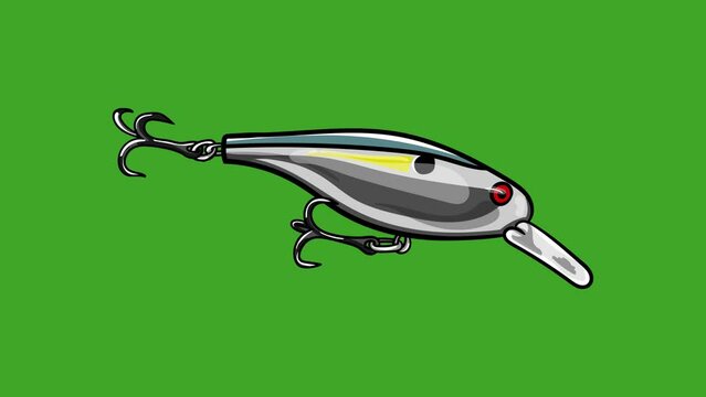 crank baits fishing lure animation. wobbler minnow footage under water. motion graphic. looping animation .