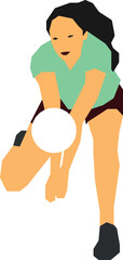 Woman Playing Volleyball 3 Vector Illustration