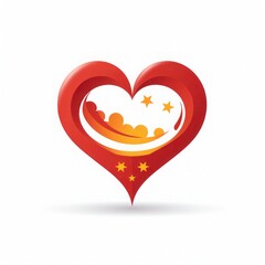 china Heart Shape Love Color Flag, isolated Background. Generative ai