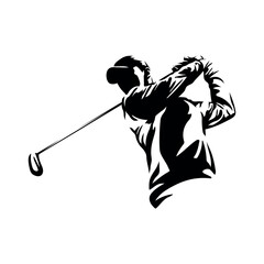 golfer abstract vector silhouette - obrazy, fototapety, plakaty