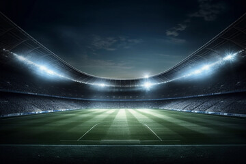 Fototapeta na wymiar view inside soccer stadium with fans on stadium. Generative AI
