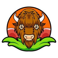 bison head logo design template