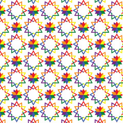 Fototapeta premium A Pride Month design pattern is a manifestation of creativity and solidarity, honoring and celebrating the LGBTQ+ community. The pattern embraces a spectrum of vibrant colors.