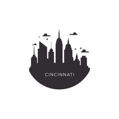 USA United States of America Cincinnati city logo with abstract shapes of landmarks. Isolated vector skyline silhouette icon