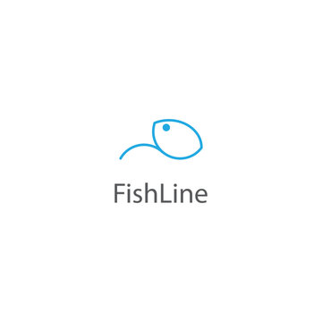 fish icon or logo simple line style