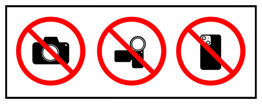 No photography and no video recording sign for sticker printing