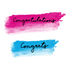 Congratulations hand drawn writing with watercolor brush.