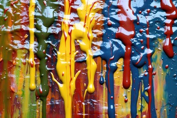 Naklejka premium Dripping Paint Texture: Thick drips and runs of paint on a surface, capturing the raw and messy nature of wet paint. 