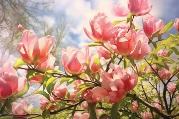 Fototapeta na wymiar pink magnolia tree