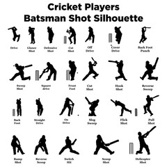 Fototapeta na wymiar Cricket Players Batsman silhouette Vector design can be used as icons line drawing, coloring books, cricket sports elements and silhouette Vector design 
