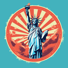 statue of liberty and american flag © SAKODESIGNS