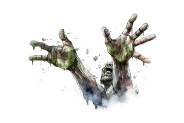 Fototapeta premium Zombie hands reaching out of the ground or through windows