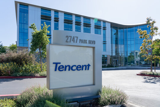 Tencent US headquarters in Palo Alto, CA, USA - June 8, 2023. Tencent Holdings Ltd. is a Chinese multinational technology and entertainment conglomerate and holding company.