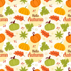 Autumn Seamless Pattern Illustration Element Panoramic of Maple Trees Fallen in Cartoon Template Hand Drawn