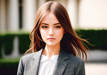 Fototapeta premium Fashion portrait beautiful woman. Generative AI