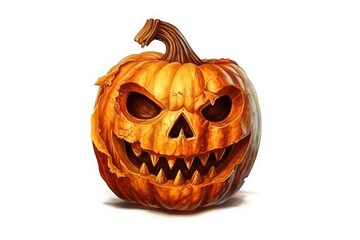 A pumpkin carved with the face of a famous horror movie character, like Freddy Krueger or Jason Voorhees. 