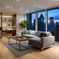 modern living room with fireplace