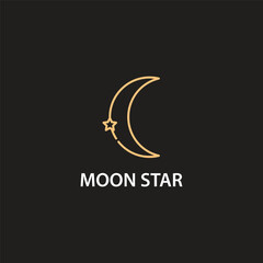 Vector icon crescent moon and star simple elegant