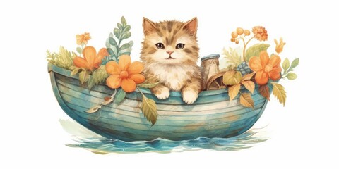 cat and dog in vase