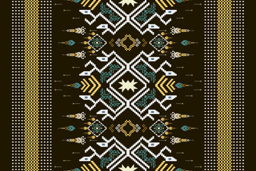 Cross Stitch Pixel Pattern. Ethnic Patterns. Abstract art. Design for carpet, wallpaper, clothing, textile, pillow, curtain, bedsheet, table runners. Vintage Style. Vector illustration.