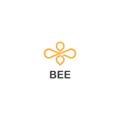 Obraz premium bee logo design simple vector line style.