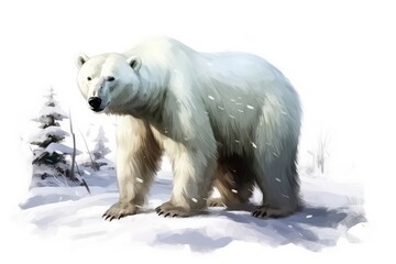 Polar Bear in a Winter Scene illustration